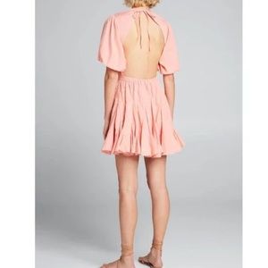 RHODE Molly Fit Flare Mini Dress M Peach Open Back Cotton Flared Skirt Chic